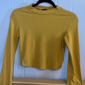 Long sleeve cropped yellow turtleneck